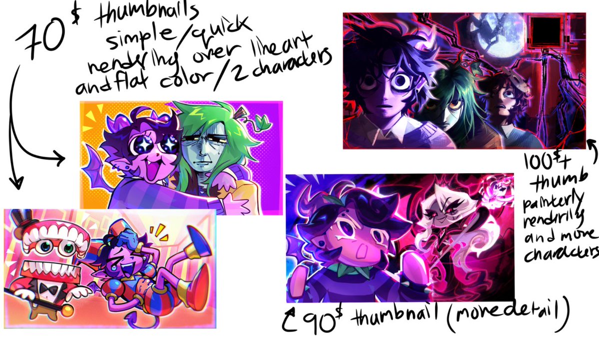 Holographicros3's tweet image. Hello! I'm an illustrator/ thumbnail artist looking for work! If you are interested, please dm me! My commissions are open!