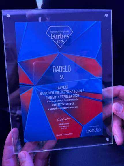 Dadelo_SA's tweet photo. Dadelo laureatem rankingu Diamenty Forbesa 2026 💎 w kategorii firm z przychodami powyżej 250 mln zł w woj. kujawsko-pomorskim.

Dziękujemy pracownikom, partnerom i klientom – to nasz wspólny sukces! 🚀

#DiamentyForbesa #Forbes #Dadelo https://t.co/UWuyXEZtfI