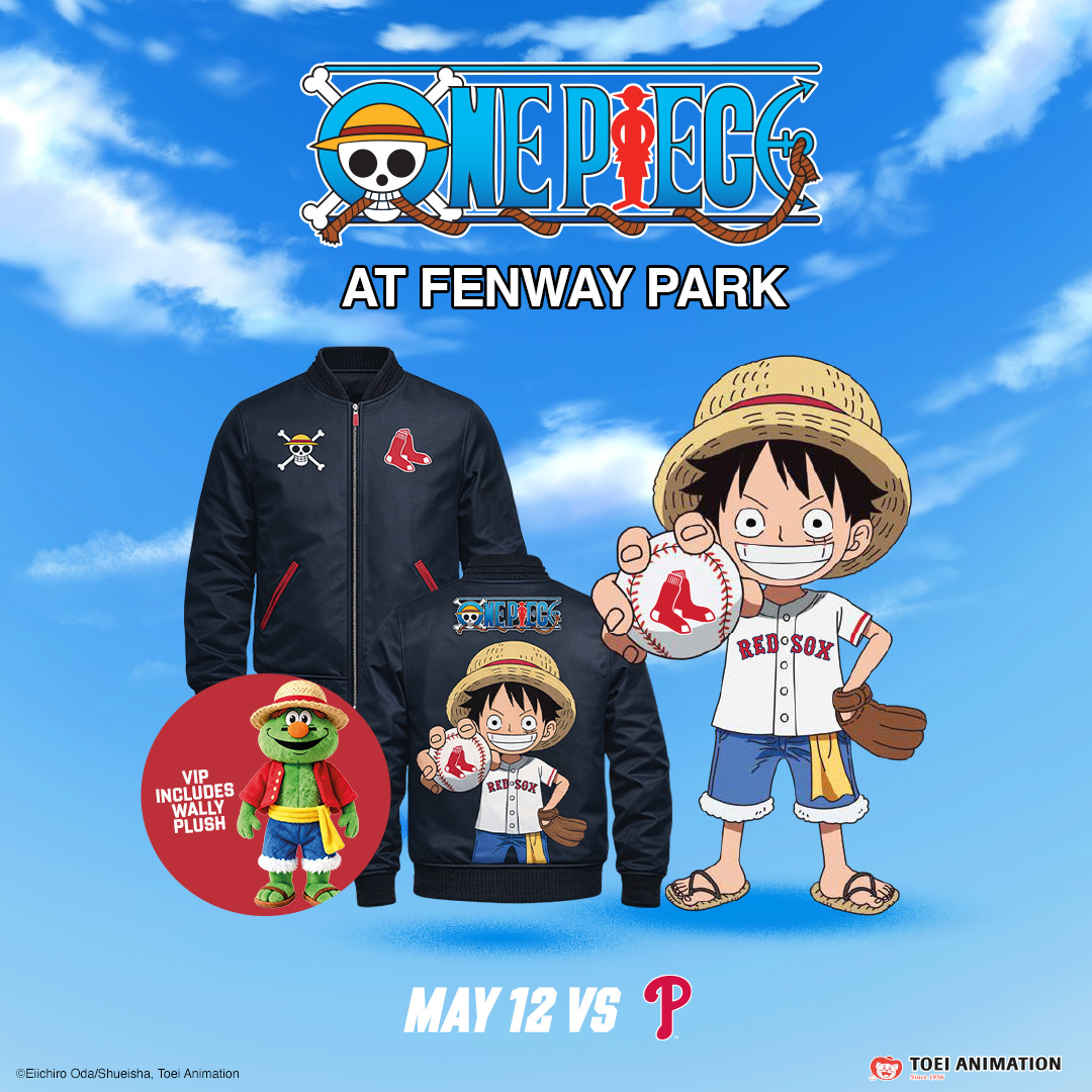 ToeiAnimation's tweet image. In case you missed it 🏴‍☠️🏟️
Set sail for Fenway Park

ONE PIECE will return to Boston for a special one-night collaboration with the Red Sox this May 12 ⚾
Adventure awaits!

GET TICKETS: redsox.com/onepiece 

#ONEPIECE #REDSOX