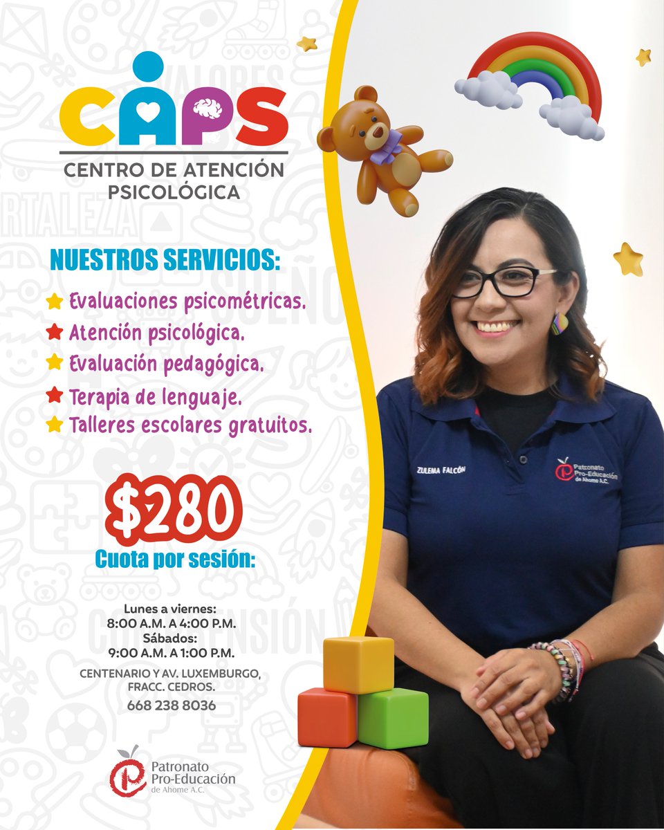 Nuestro CAPS ofrece una serie de servicios a favor de la salud mental y emocional de familias ahomenses. 🧠❤️

Infórmate más en nuestras líneas de contacto y benefíciate de este gran centro.