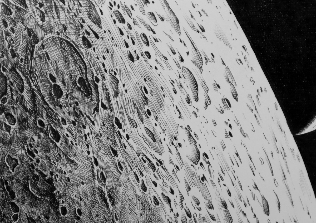 PINOJEANS's tweet photo. Dibujé con microfibras una de las últimas fotos de la Luna hecha por la expedición Artemis II de la @NASA @NASAArtemis https://t.co/QKmAa8kYeA