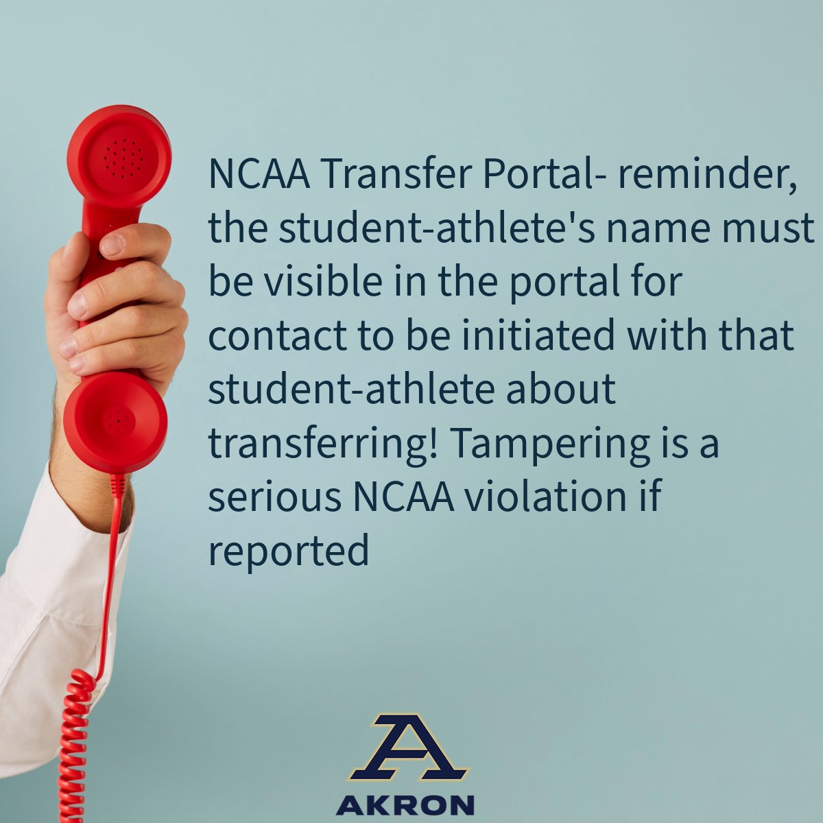 Compliance Tip of the Week. With the MBB/WBB transfer portal currently open, and other sports opening soon please heed this reminder and ensure any recruit you are speaking with has been officially entered into the portal by their current institution. Compliance can check too!