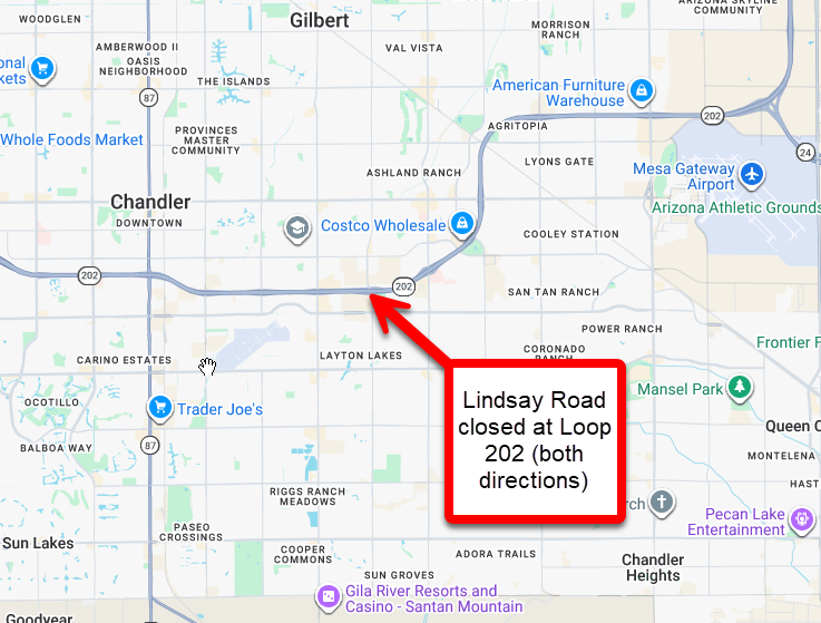 East Valley Loop 202 drivers: Lindsay Road will be closed at both ...