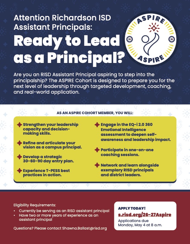PLinRISD's tweet photo. Interested in leadership growth in RISD? Check these opportunities out! #risddreambig #isdleadandlearn @RISDLeadandDev https://t.co/Sw3SE7mQg3