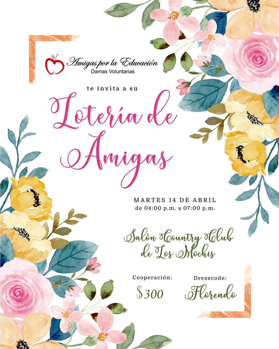 Un año más nuestro voluntario “Amigas por la Educación” nos brindan una oportunidad para apoyar a los jóvenes becados. ❤🙌

“Lotería de Amigas” está muy cerca y tú puedes formar parte de ella.

Más información en la imagen de esta publicación. ➡️