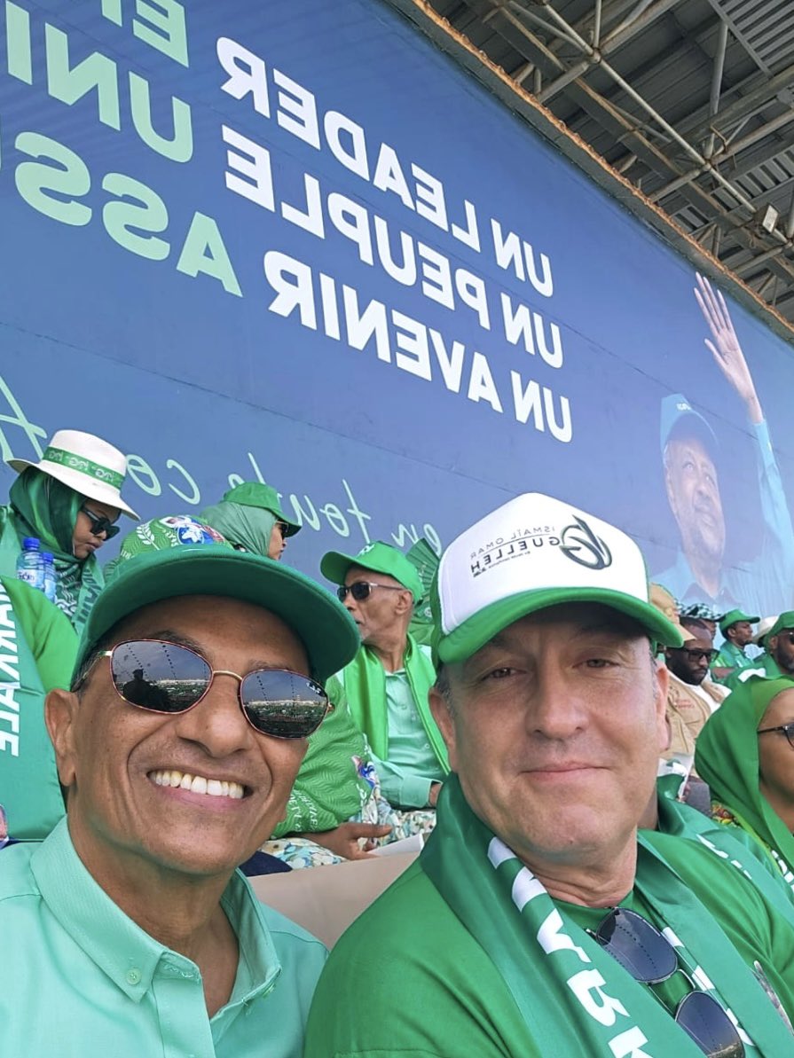 sarayli's tweet photo. We attended the final election rally held in Djibouti ahead of the presidential elections to be held tomorrow, together with the members of the Council of Ministers of Djibouti.

This large-scale rally, organized in support of President Ismail Omar Guelleh (@IsmailOguelleh), stood out with its high level of organization and strong public mobilization on the ground. The intense participation of citizens from different segments of society clearly demonstrated the importance of the process and its reflection in public opinion.

It was a privilege to witness firsthand such a critical moment for Djibouti’s stability, continuity, and regional role. I wish success to President Ismail Omar Guelleh (@IsmailOguelleh) in the electoral process. 🇩🇯

#Djibouti #IsmailOmarGuelleh #PresidentialElections #Government #Diplomacy #InternationalRelations #PullmanHotel #SarayliGroup

Cibuti’de yarın yapılacak Cumhurbaşkanlığı seçimleri öncesinde düzenlenen son seçim mitingine, Cibuti Bakanlar Kurulu üyeleri ile birlikte katılım sağladık.

Cumhurbaşkanı Sayın İsmail Omar Guelleh (@IsmailOguelleh)’e destek amacıyla gerçekleştirilen bu geniş katılımlı miting, yüksek organizasyon düzeyi ve sahadaki güçlü toplumsal mobilizasyon ile dikkat çekiciydi. Farklı kesimlerden vatandaşların yoğun ilgisi, sürecin önemini ve kamuoyundaki karşılığını açık şekilde ortaya koydu.

Cibuti’nin istikrarı, sürekliliği ve bölgesel rolü açısından kritik bir döneme yerinde tanıklık etmekten memnuniyet duydum. Sayın Cumhurbaşkanı İsmail Omar Guelleh (@IsmailOguelleh)’e seçim sürecinde başarılar diliyorum. 🇩🇯

#Cibuti #Djibouti #İsmailOmarGuelleh #Cumhurbaşkanlığı #Seçim2026 #PullmanHotel #SaraylıGrup #Diplomasi #Uluslararasıİlişkiler