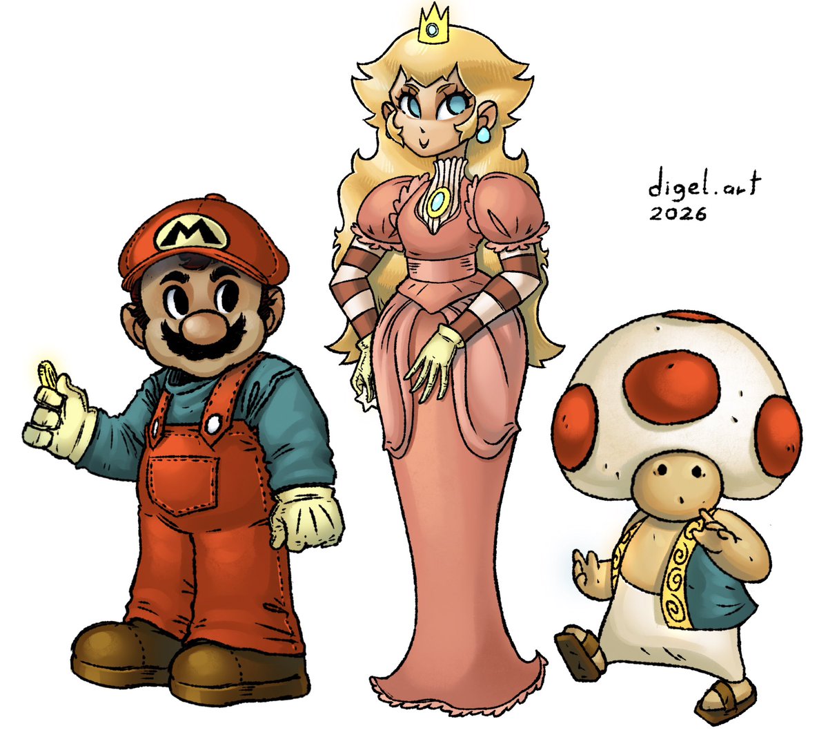 64Digel's tweet image. I change her design a lil bit 👑
.
#PrincessPeach #MarioBros #Toad