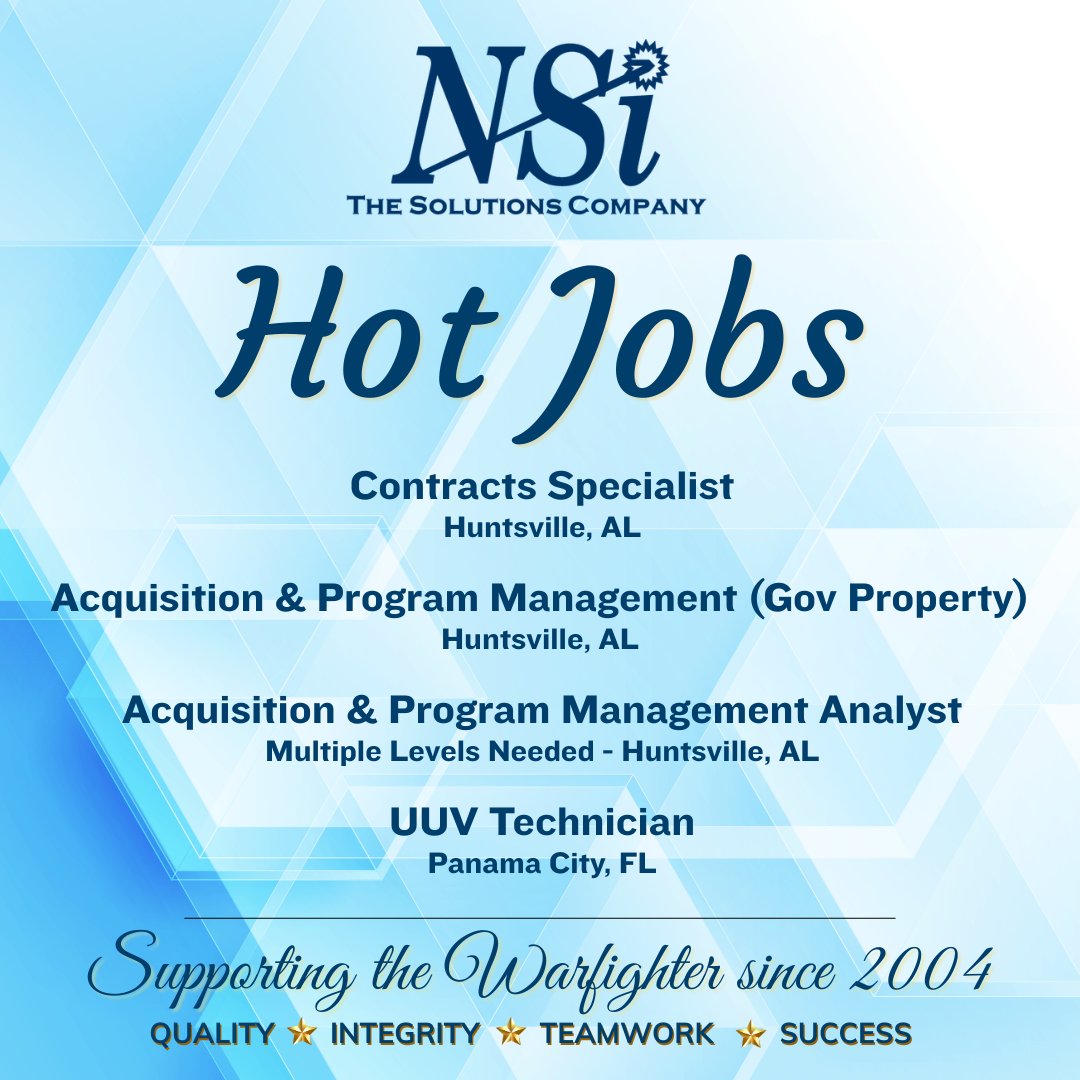 IncNaval's tweet photo. Hot Jobs of the week. Visit our website for more information or to apply: https://t.co/9oVfCwWa3C #opportunities #job #jobseekers #employment #navalsystemsinc #nsi https://t.co/iSHS2hyAFE
