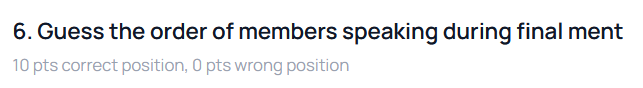 I don't even remember the order in which they spoke today 😅 They wanted to go from eldest to youngest, right? But then they didn't.