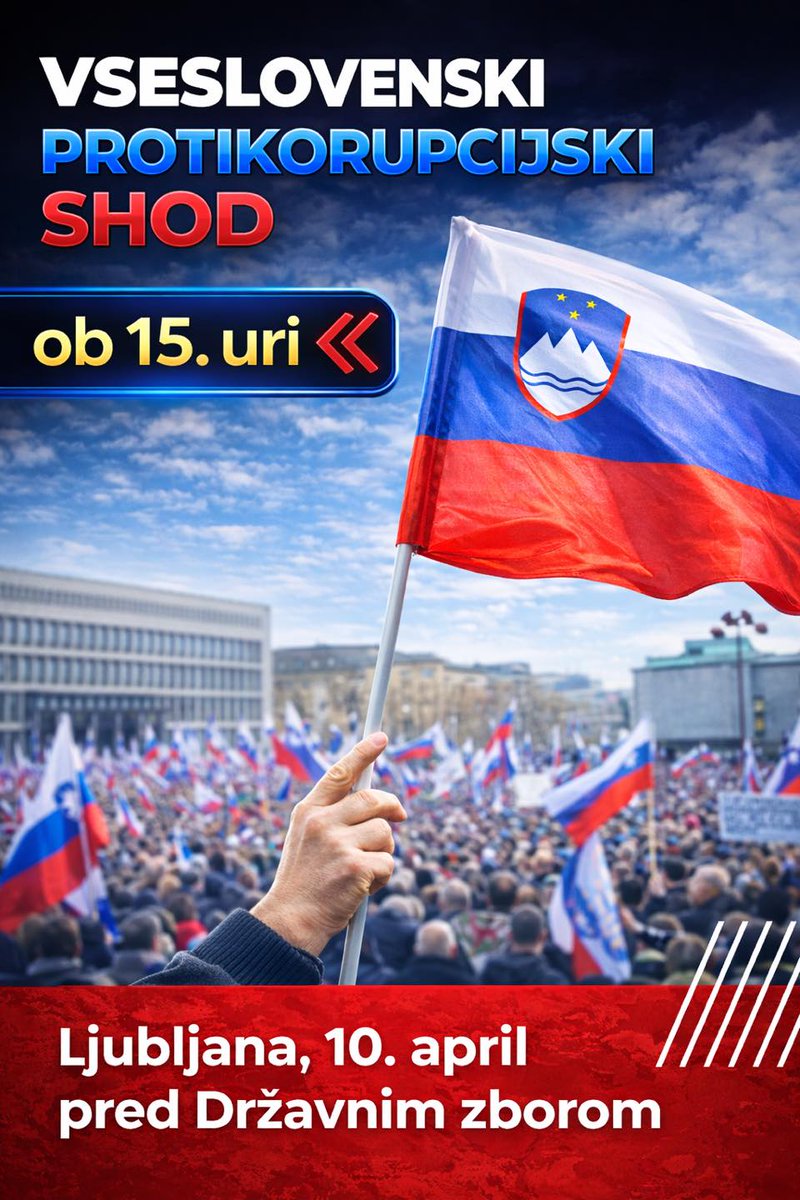 SDS_Cerknica's tweet image. 📢 DOVOLJ JE KORUPCIJE! 📢

🇸🇮 Čas je, da stopimo skupaj za pošteno in transparentno Slovenijo! 🇸🇮

📍 KJE: Pred Državnim zborom, Ljubljana 🏛️ 🕒 KDAJ: Petek, 10. april ob 15:00 🗓️

✨#SDS #Protest #Ljubljana #ProtiKorupciji #Slovenija 🇸🇮