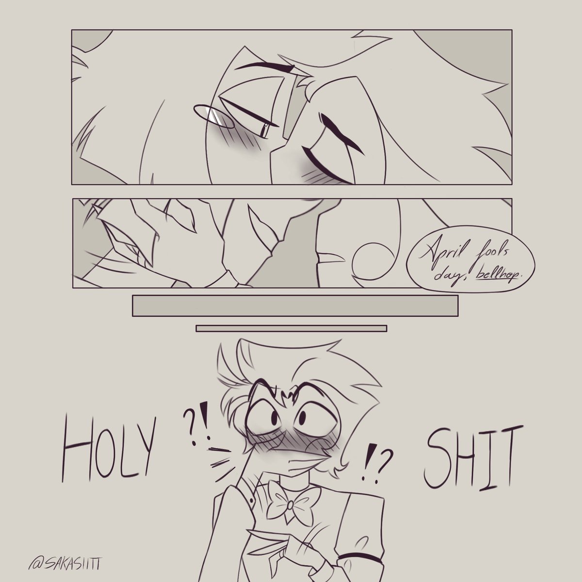 sakasiitt's tweet image. Part 2,3 
I dithered a bit about this, didn't I? Lmao 
#aprilfoolday #hazbinhotel #radioapple #bambilu