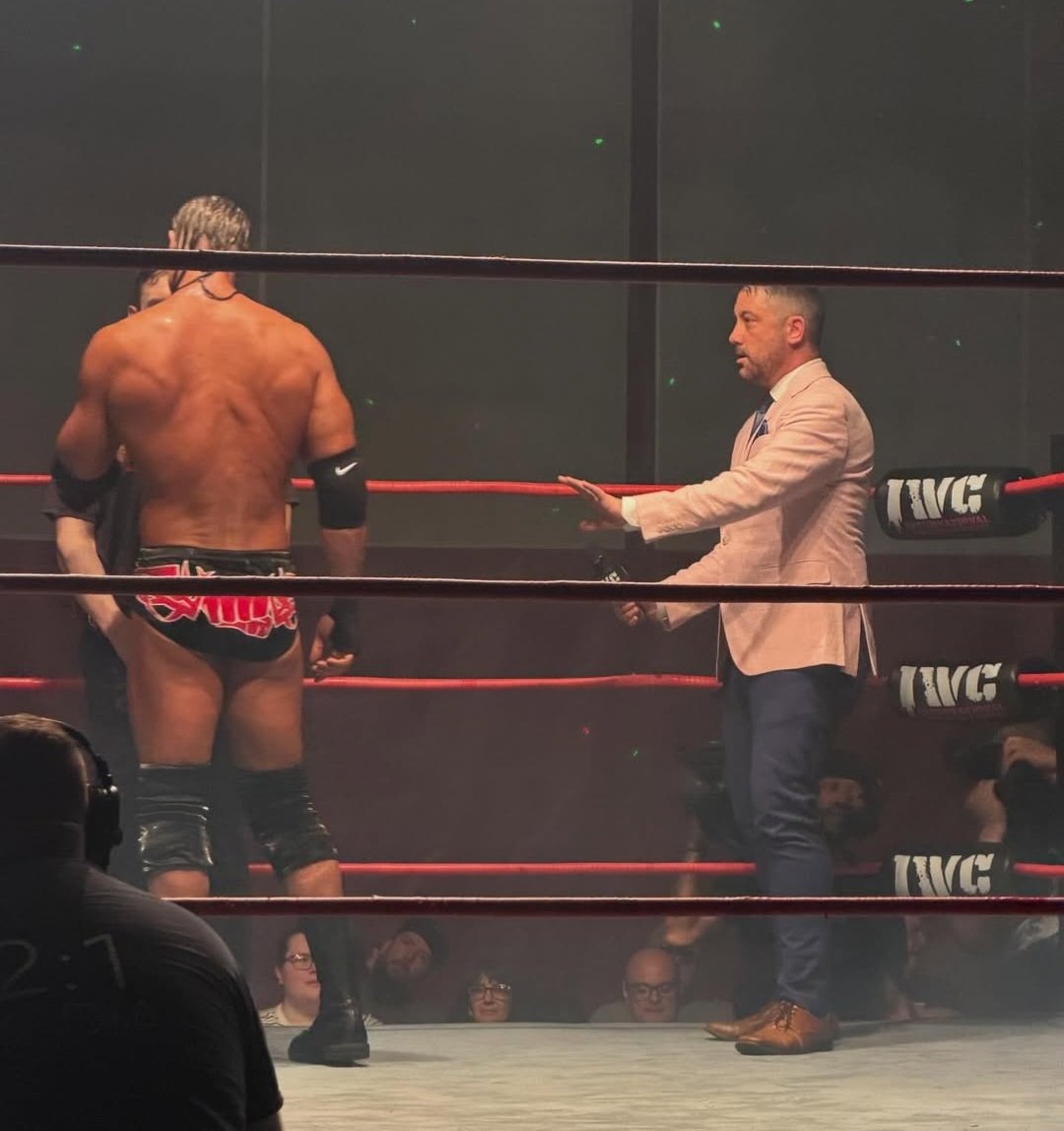 NickLendl's tweet photo. Some great shots from #IWC25! 
Replay available NOW on #TrillerTV and the #IWCNetwork at https://t.co/nzupb68iAP! 🎤💪 

@IWCwrestling https://t.co/bODXCN3i8A