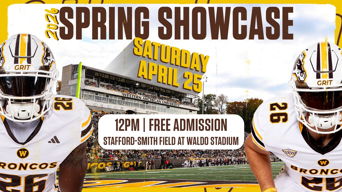 We hope to see you out and the Spring Showcase on April 25 at 12 p.m.! 

Show up early for the FREE  pre-game tailgate!

🔗wmubroncos.com/news/2026/4/9/…