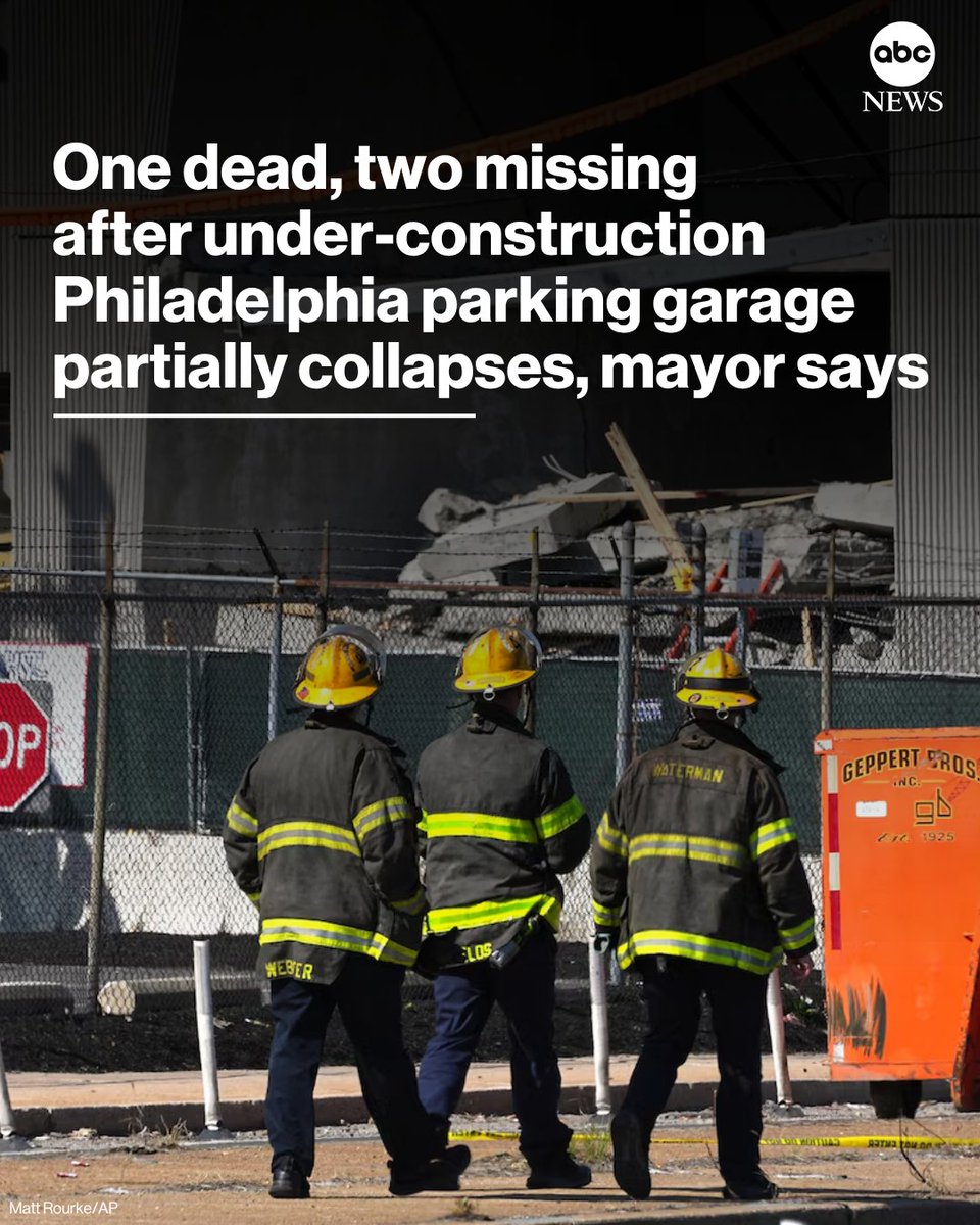 One person is dead and another two remain unaccounted for after a seven-story parking garage under construction in Philadelphia partially collapsed on Wednesday, officials said. abcnews.link/szqjCJ5