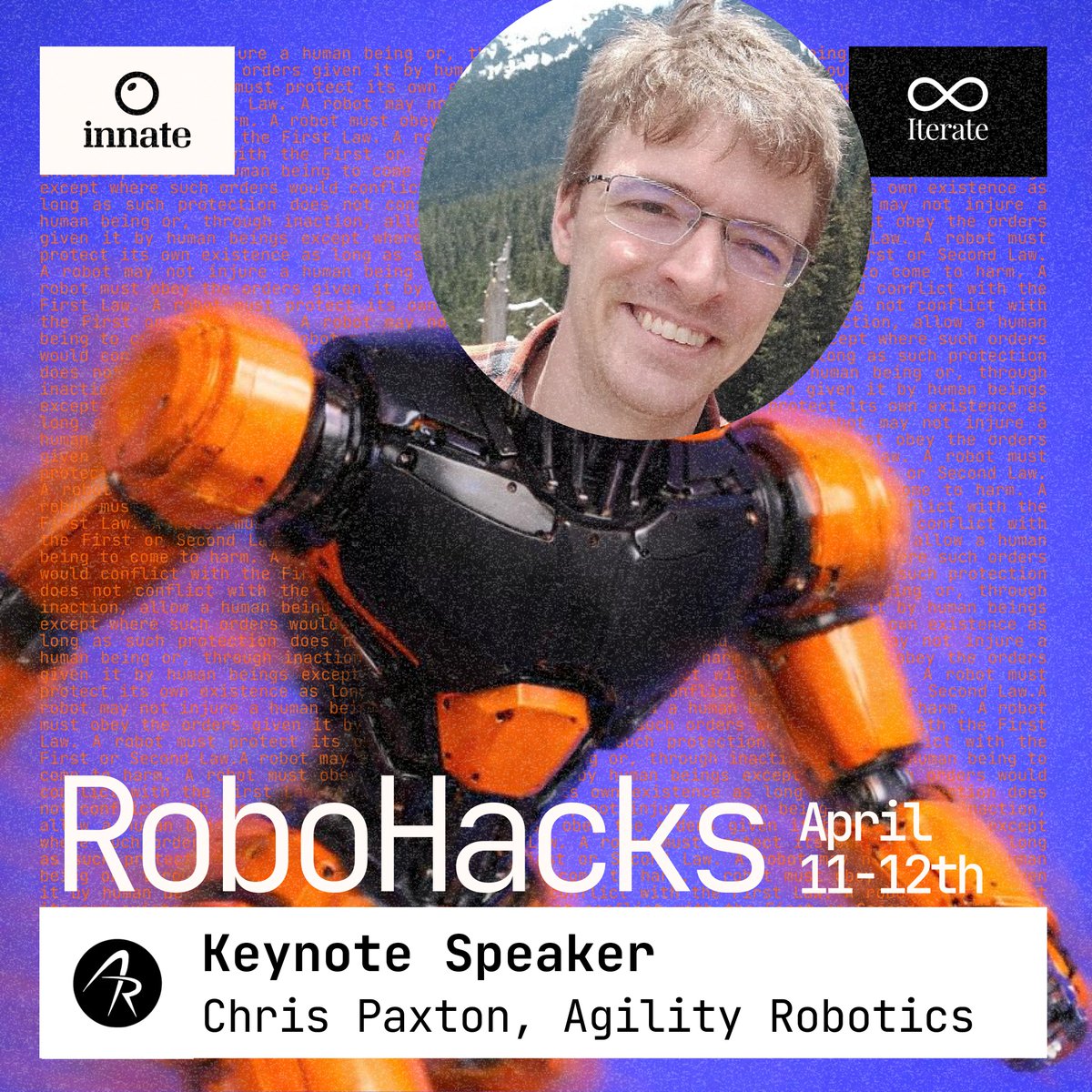 ax_pey's tweet photo. Announcing our second hackathon speaker: the goat of robotics @chris_j_paxton

This is gonna be a fun weekend @ycombinator, if you haven't applied to hack yet this is the last day https://t.co/JuZIbkRLWd