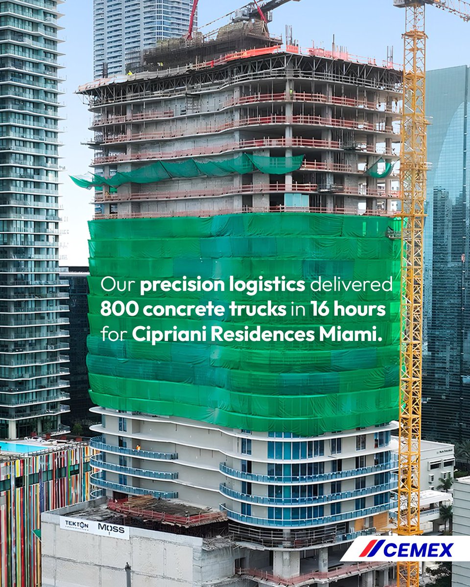 Cemex_USA's tweet image. When coordinating 800 trucks through one of Miami’s busiest neighborhoods, #Precision matters👷

Our operational framework ensured every load arrived safely and on schedule 🕒
 
🔗 Explore the concrete solutions that make projects like this possible: brnw.ch/21x1sCf