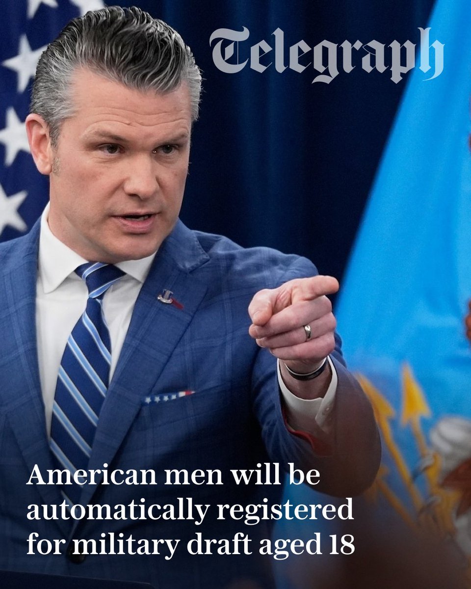 Telegraph's tweet photo. 🇺🇸 The rule-change scraps the longstanding requirement for men aged between 18 and 25 to register with the Selective Service System 

Read more about the new policy ⬇️

https://t.co/KZK8uLXWkb https://t.co/pVu1ui48c1