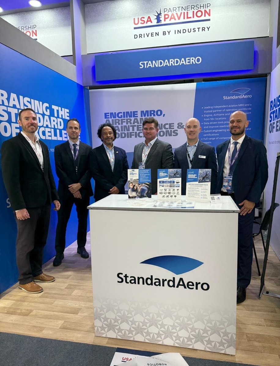 StandardAero's tweet photo. ✈️ We’re at #FIDAE2026 in Santiago, Chile (April 7–12)! Meet the StandardAero teams from Military, Helicopters, and Commercial Engine Services on site. 
Hall C | Stand 72 S
top by and say ¡Hola! 👋 
#CommercialAviation #MilitaryAviation #HelicopterMaintenance https://t.co/0qsjJNqZ9h