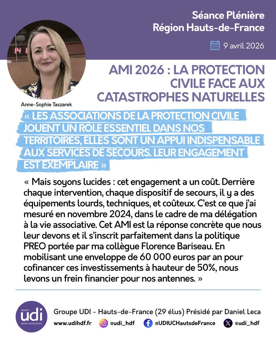 UDI_HDF's tweet photo. #DirectHDF
AMI 2026 : La Protection civile face aux catastrophes naturelles.
@ASTaszarek : "Notre Région envoie un message fort. Celui d’une collectivité qui croit en ses acteurs de terrain. Je suis fière du travail accomplie" https://t.co/LMqXFqOY4Y