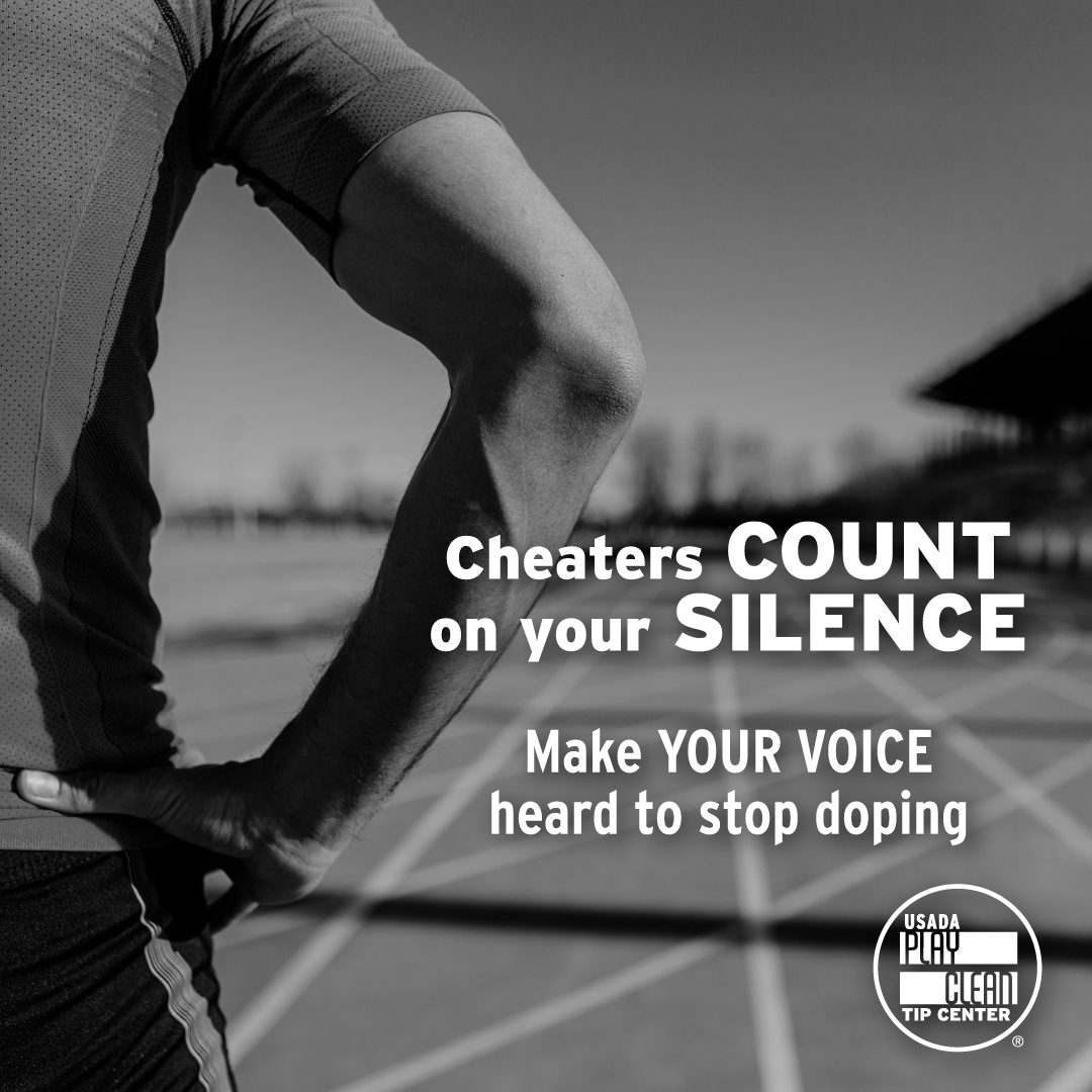 usantidoping's tweet photo. Cheaters count on your silence. Make your voice heard by reporting potential doping offenses via phone call or mail. Anonymous anonymously via text or web form. ๐ฒ๐ช
https://t.co/MtWsrqpTh7
#CleanSport #AntiDoping #ReportDoping #PlayCleanTipCenter https://t.co/Z1TC2RmwAs