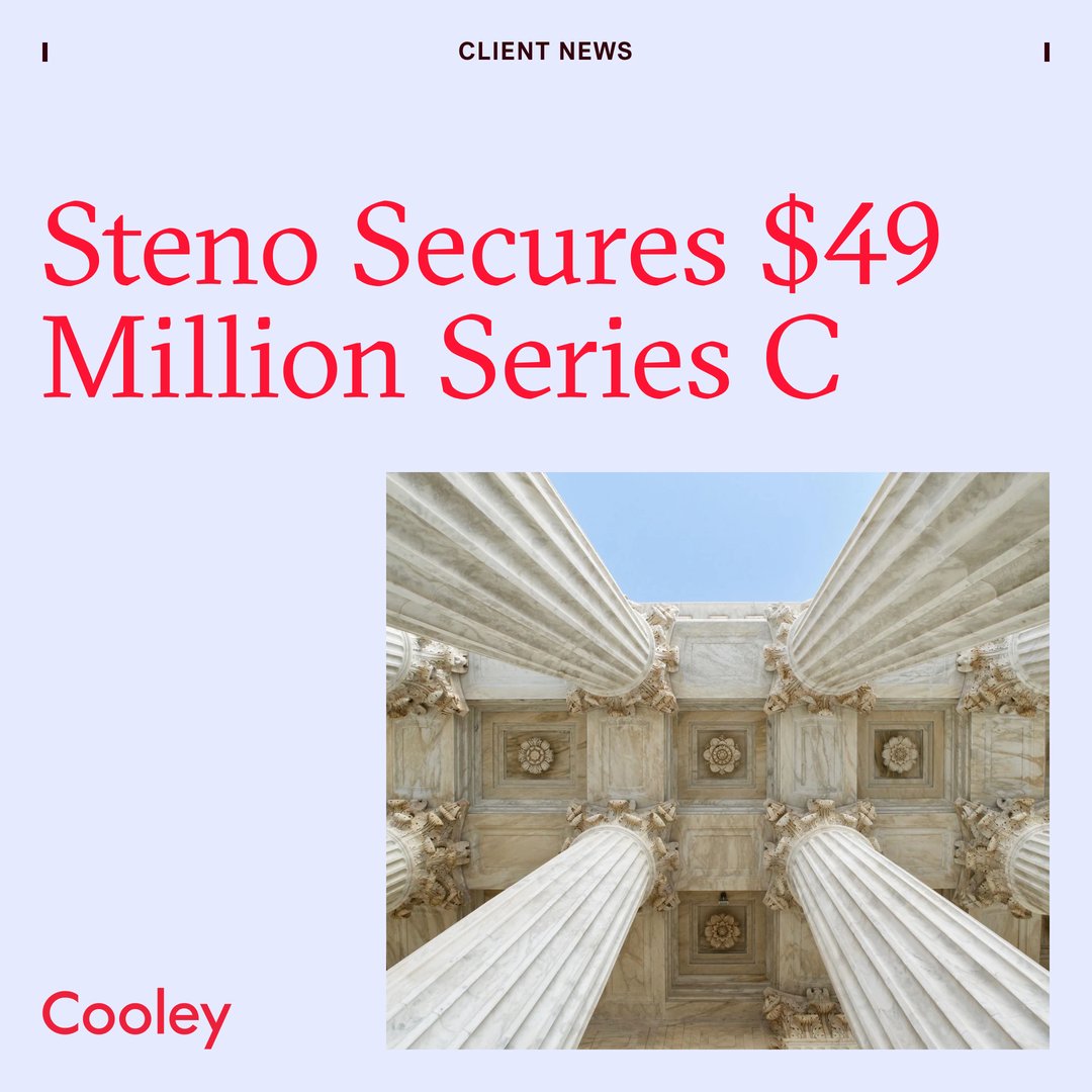 CooleyLLP's tweet photo. Cooley advised Steno, the leader in tech-enabled court reporting and litigation support services, on its $49 million Series C funding. Congratulations, all!

➡️ Read more here: https://t.co/Q1OBH8RzAQ https://t.co/nmCjM4PwK2