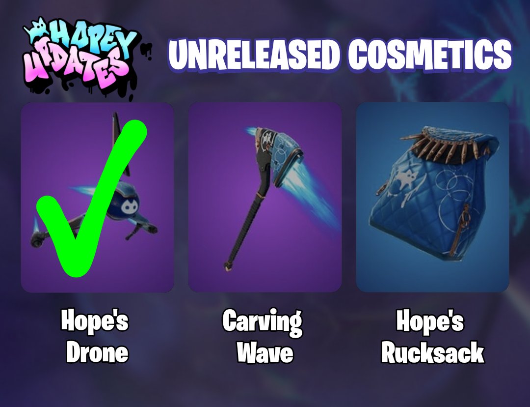 HopeyUpdates's tweet photo. 🚀 HOPE UPDATE! ❄️

The Hope's Drone glider has been given out to everybody who won in OG or OG Endgame in the last few days! 🐱🎧
Can't find it in your locker? It is amongst your Chapter 6 Season 2 Gliders - that's how long it's been in the files for! 🥲

Two more to go... 🖌️ https://t.co/qTV3SqsSjv