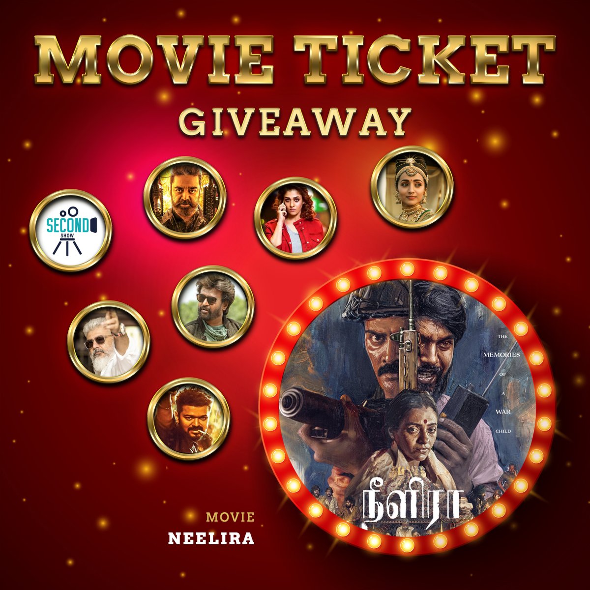 SecondShowTamil's tweet photo. #SecondShow 'Tickets Give Away' for #Neelira 🙂 
Comment your name, city name, preferred theatre name & RT this tweet 👍

Please note that this giveaway is only for followers from Chennai & Coimbatore, as the film isn't running in any other cities currently.

6 random comments will be chosen 🌟🌟 
Each person will get a single ticket ❣️ (Ppl who have won giveaway tickets earlier, please refrain) 

Winners will be announced by 6PM tomorrow. 

#நீளிரா
