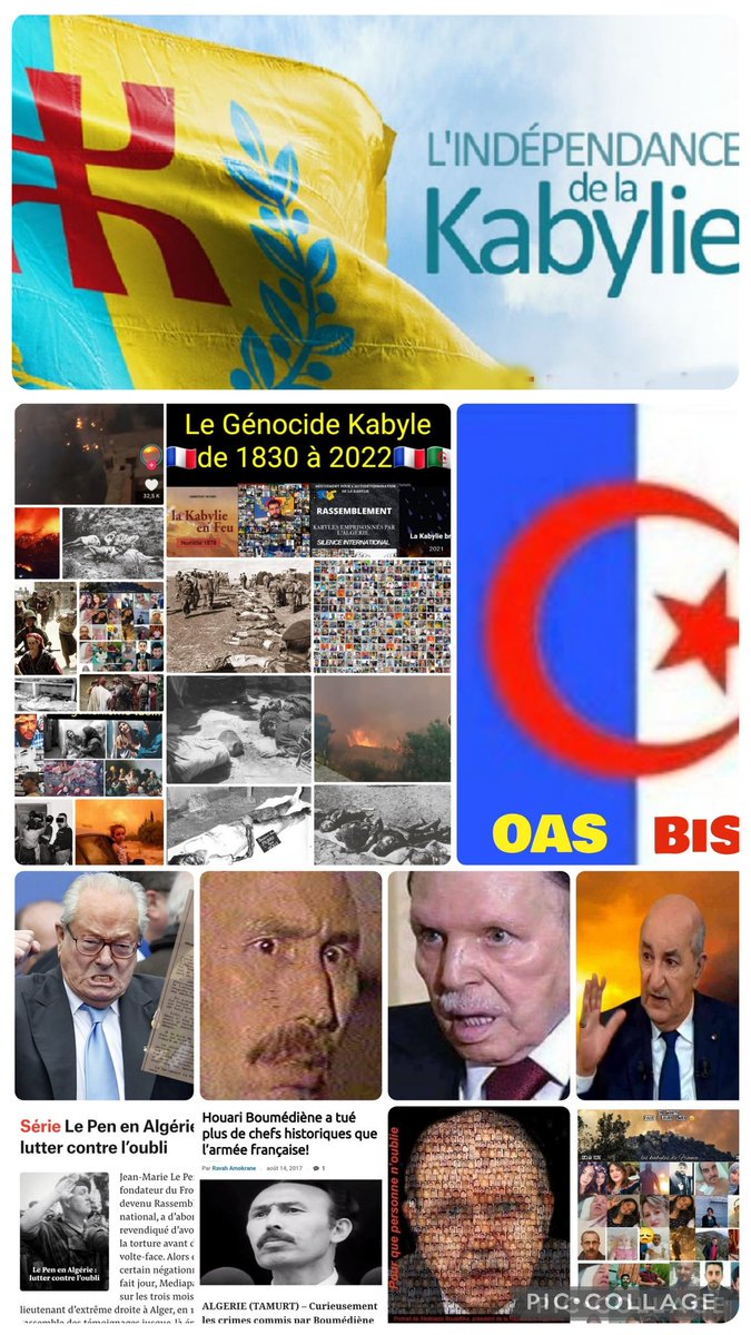 -
Classons la #France et l'#Algérie comme organisations terroristes

Aucun peuple au monde n'a subi ce que les #Kabyles ont subi de la part de la France et de l'#OAS BiS 🇩🇿🚨

Génocide économique et écologique

Génocide humain, culturel et civilisationel

Mais la #Kabylie vaincra