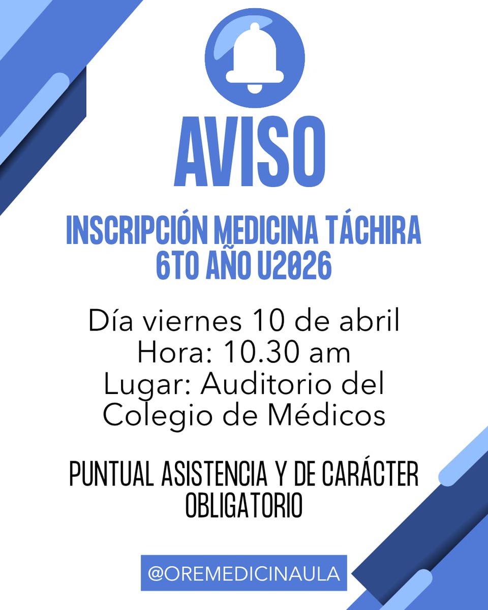 Llamado de inscripción Medicina 6to año U2026 Táchira