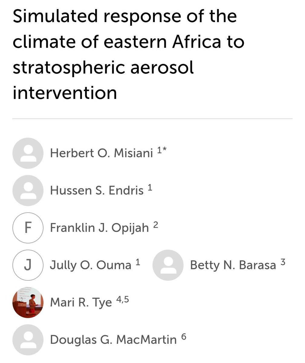 geoengineering1's tweet image. Recent study assesses how solar radiation management (#SRM) via stratospheric aerosol injection (#SAI) could shape future climate in Eastern Africa. 

Using CESM2-WACCM6 simulations, results show SAI can significantly reduce projected warming in both near- and mid-term periods.