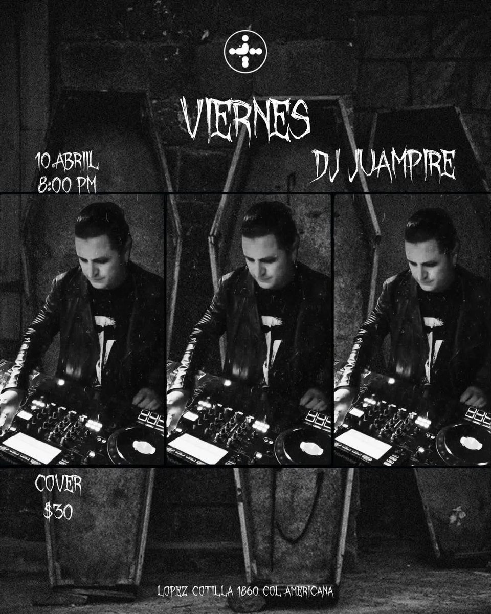 juandeaves's tweet photo. Continuamos con las sesiones como DJ Juampire, este viernes 10 de abril nos vemos en Anestesia Bar con música siniestra, algo de Gothic Rock vieja y nueva escuela, EBM, Industrial y cerramos con New Wave y 80s.
¡Allá nos vemos! 💿🦇 https://t.co/mgS4wJNXxh