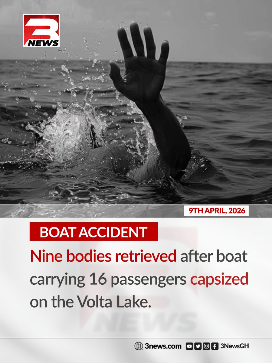 tv3_ghana's tweet photo. Nine bodies have been retrieved after a boat carrying 16 passengers capsized on the Volta Lake.

#3NewsGH #TV3GH https://t.co/0fMUoKhual