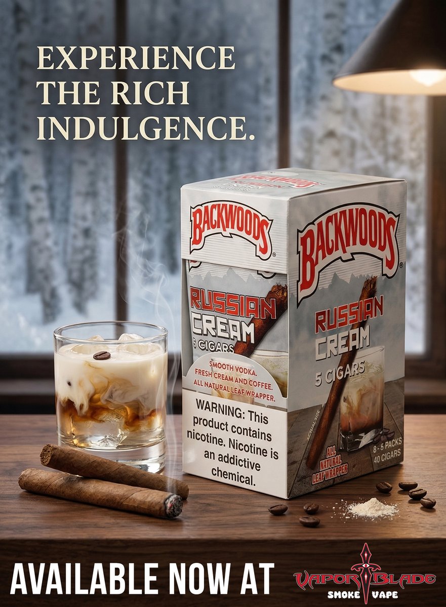 VaporBladeTM's tweet image. Get cozy with the rich, smooth taste of Backwoods Russian Cream! ❄️ The perfect mix of vodka, cream, and coffee notes. Now in stock at #VaporBlade! #Backwoods #SmokeShop #Cigars
vaporblade.com/products/backw…