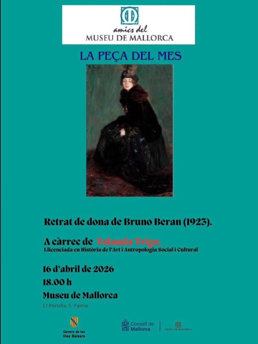 Qomomolo's tweet photo. Yolanda Trigo presenta el proper  16/04/26 a les 18 hores la peça del mes

‘Retrat de dona de Bruno Beran (1923)’

📍Museu de Mallorca

@MuseudeMallorca 
@CulturalMca 
@CulturaGOIB 
@culturamallorca 

#donesalahistoriadelart #art #museudemallorca #Palma #Mallorca https://t.co/yUJdlOo2SQ