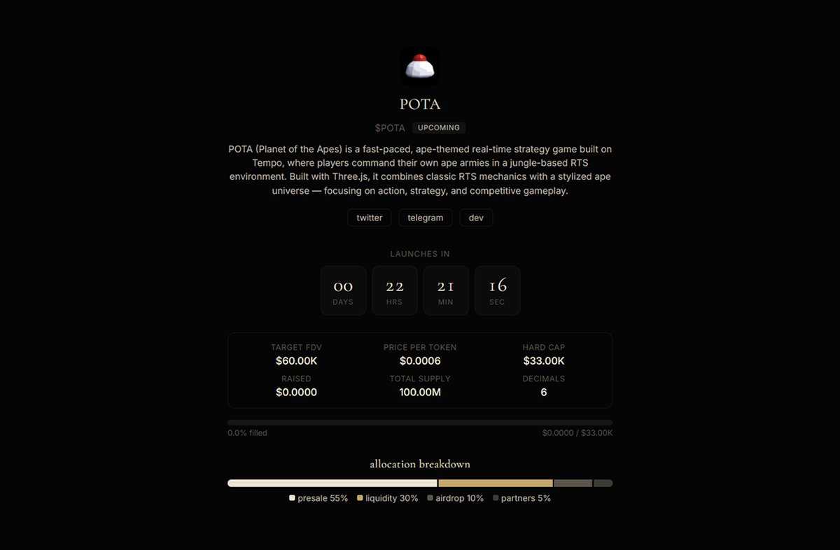 the $pota presale page is now live on <a href="/EnshrinedDEX/">Enshrined</a> 

you can see the tokenomics, details, socials and the countdown to the launch

notis on 🔔

visit → enshrined.exchange/accelerator/po…