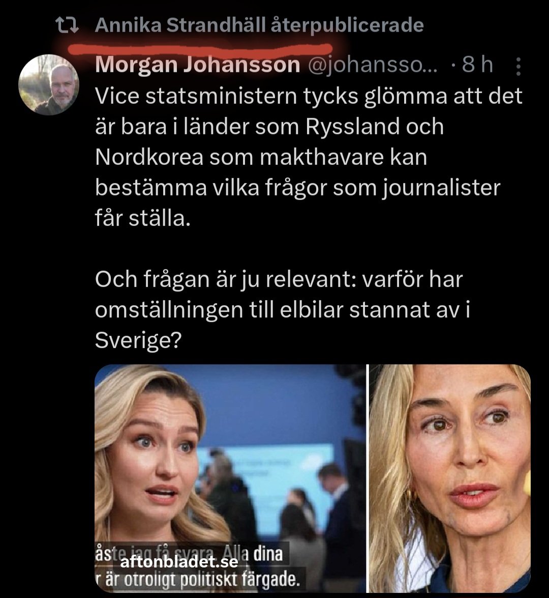 Annika <a href="/strandhall/">Annika Strandhäll</a> är kritisk till hur energiminister Ebba Busch svarar på frågor.
Såhär såg det ut 2021 när AS som minister fick frågan om hur många kärnkraftsreaktorer Sverige hade, och gissade fel.