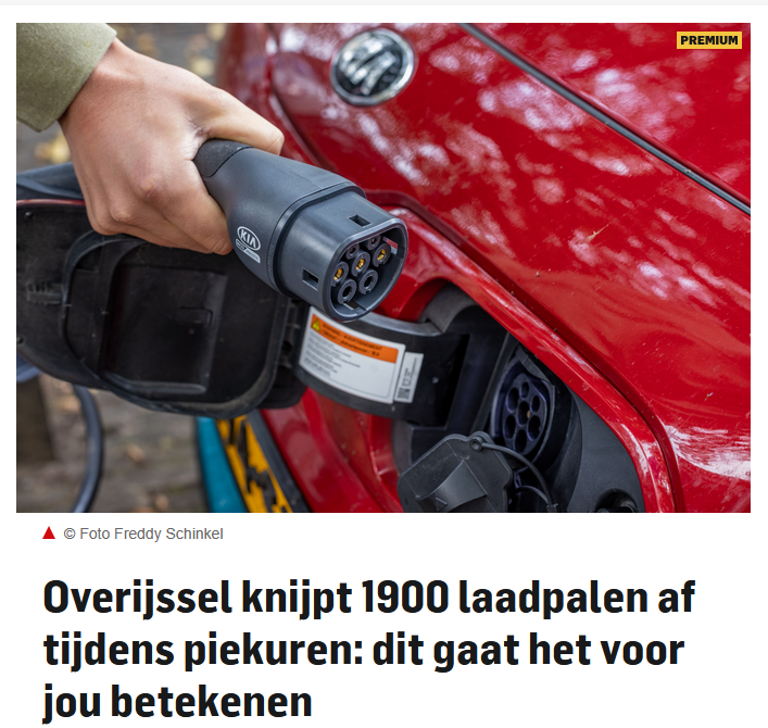 🪫Het laden van je elektrische auto gaat komende winter trager. Overijssel knijpt alle 1900 openbare #laadpalen af tijdens de piekuren. Reden: het #stroomnet kraakt in zijn voegen. #stikstof #EV

Automobilisten die haast hebben én geld teveel kunnen dit #netbewust laden