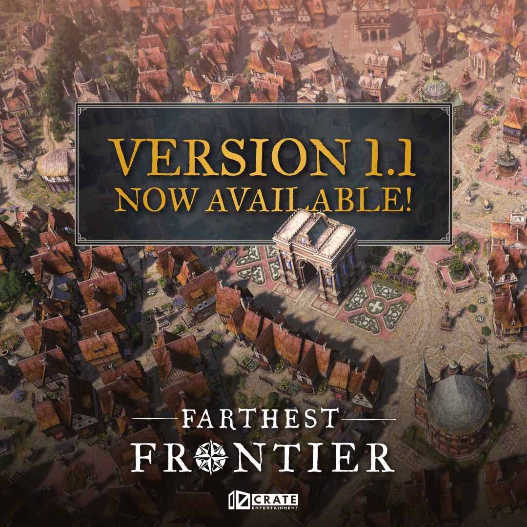 Crate_Frontier's tweet photo. Farthest Frontier version 1.1 is now live!

Including Gridless build mode, Guided Journey, the new Building Management Tool, along with plenty more new features! 

Jump in and start building your frontier your way! https://t.co/d1tHviKRR3