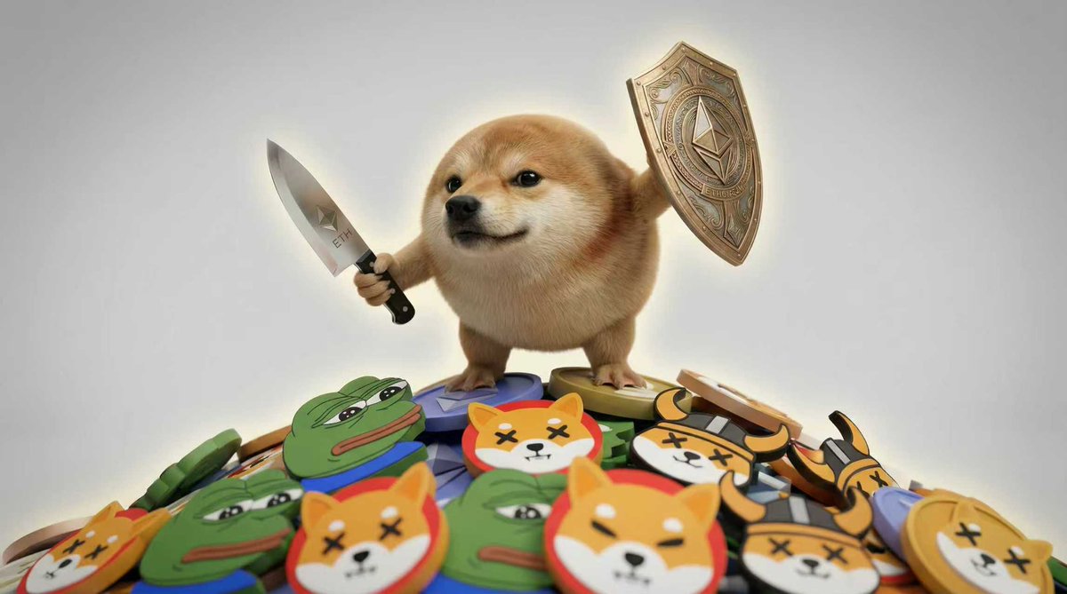 wtdd_eth's tweet photo. They thought the war for memecoins was over. They were wrong. The Golden Doge with Knife and Shield has entered the chat. Get ready to moon... properly.

#我的刀盾🔷 https://t.co/uz9keYYAbA