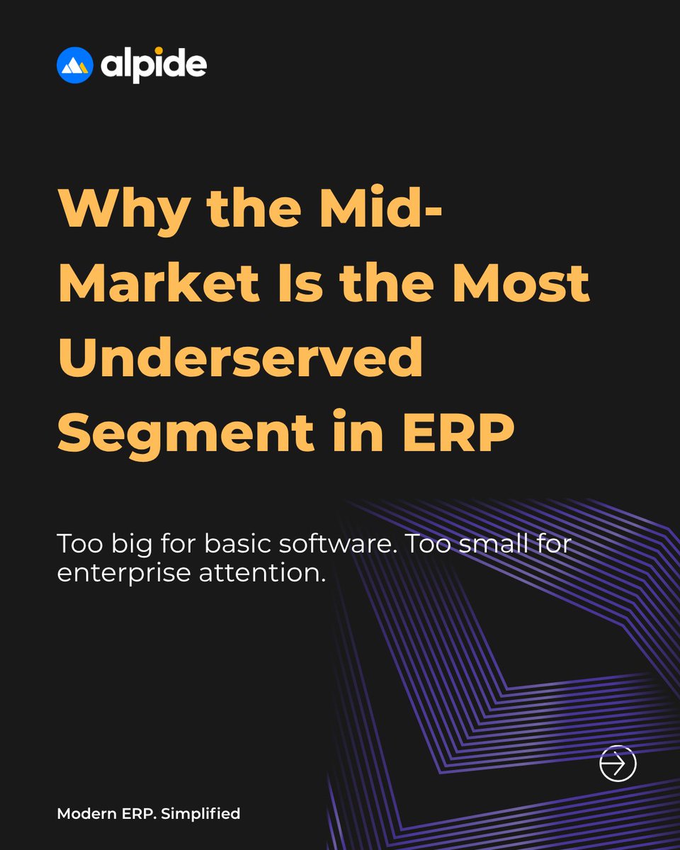 AlpideERP's tweet image. The ERP industry built tools for startups and enterprises. The businesses running the real economy got left in between. That is changing.

Book a free demo: alpide.com/contact-form

#ERP #MidMarket #BusinessSoftware #CloudERP #AlpideERP