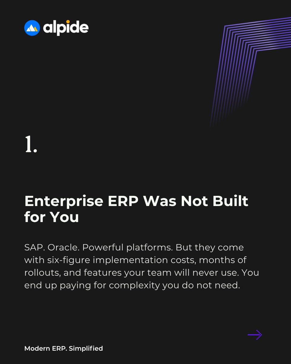 AlpideERP's tweet image. The ERP industry built tools for startups and enterprises. The businesses running the real economy got left in between. That is changing.

Book a free demo: alpide.com/contact-form

#ERP #MidMarket #BusinessSoftware #CloudERP #AlpideERP