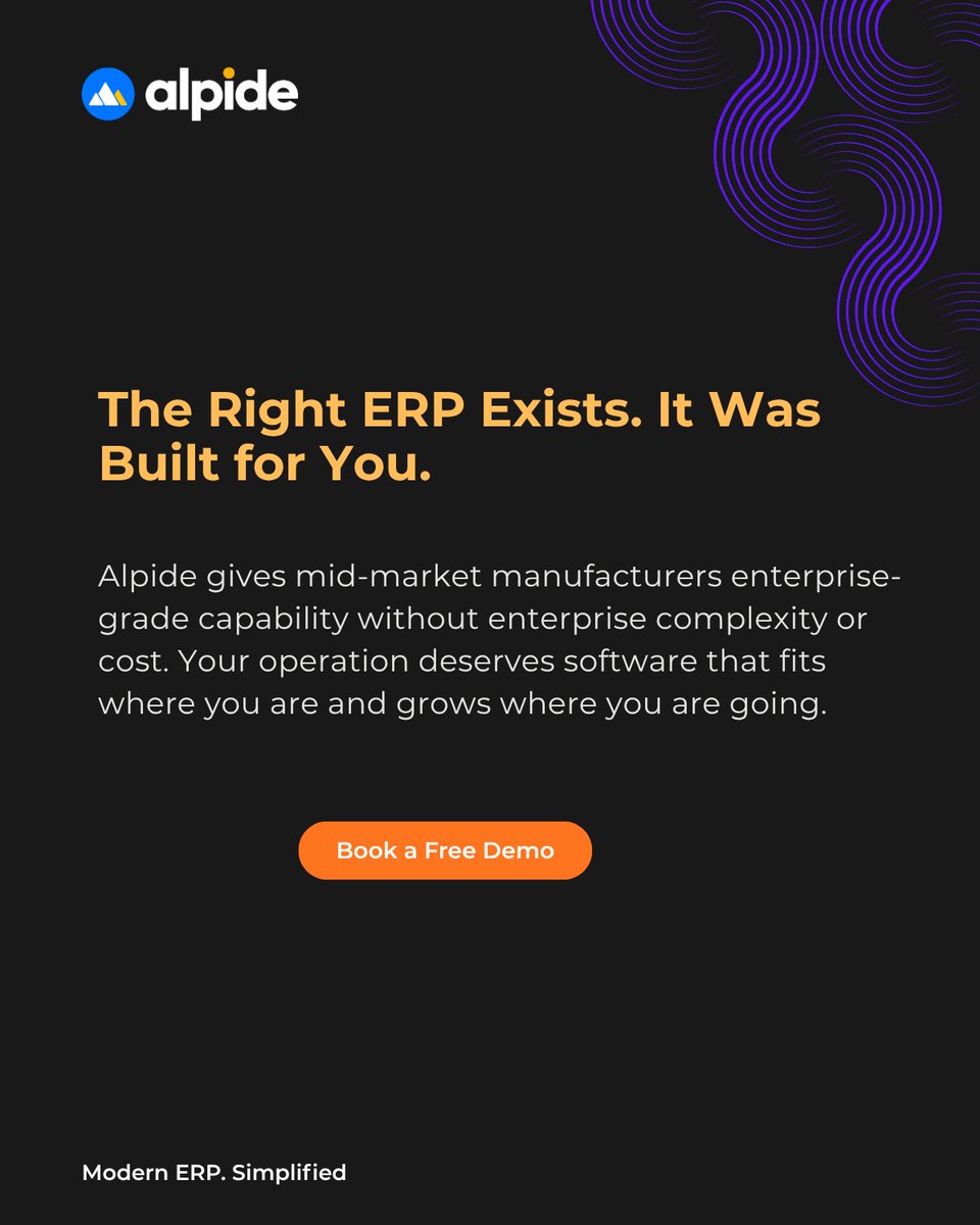 AlpideERP's tweet image. The ERP industry built tools for startups and enterprises. The businesses running the real economy got left in between. That is changing.

Book a free demo: alpide.com/contact-form

#ERP #MidMarket #BusinessSoftware #CloudERP #AlpideERP