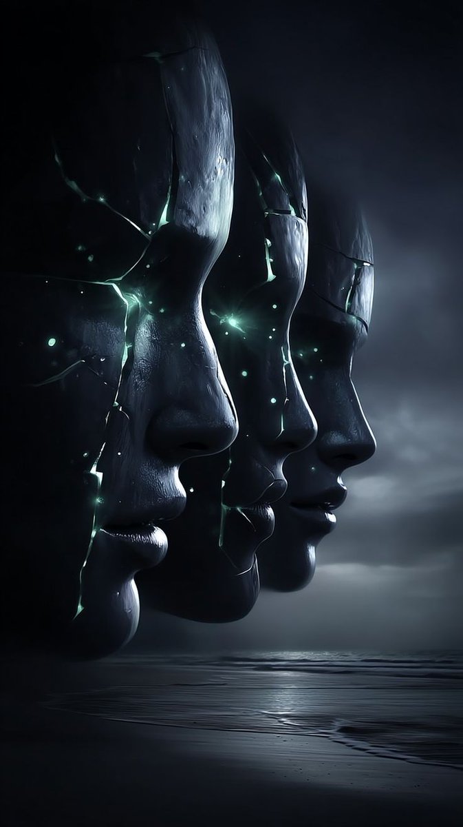 ruhinrhyme's tweet image. Three silent faces carved from night,
carry stories no light can read.
They listen where the dark can speak,
feel tides beneath an unseen sky.
In the hush between breath and dream,
#blind they become the truest sight,
finding hidden worlds we fail to see.
#vss365