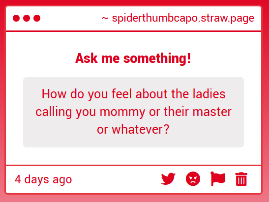 SpiderThumbCapo's tweet photo. Hah, the ladies can call me whatever they'd like, as long as they remember I am Valencina of the Famiglia Bognatelli https://t.co/w8ulOYTH1E