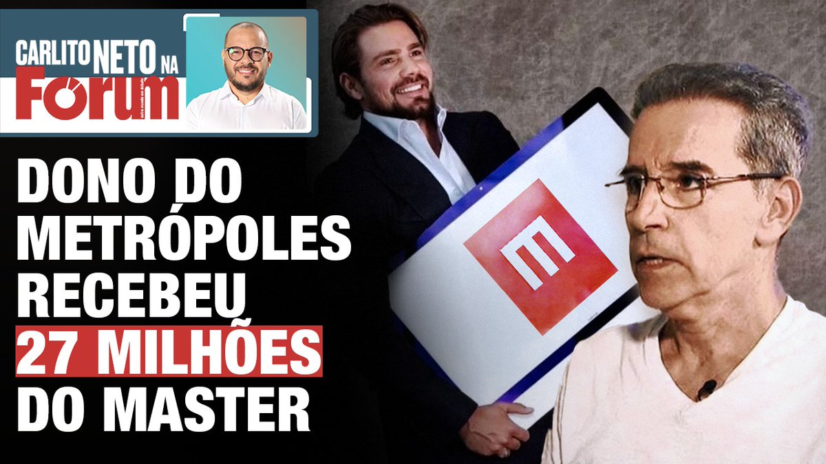 revistaforum's tweet image. Dono do Metrópoles recebeu 27 milhões do Master

Assista à análise de @carlitusneto na #Fórum: youtu.be/1NrMSQljbo4

#Denúncia #FlávioNaCadeia #RevistaFórum