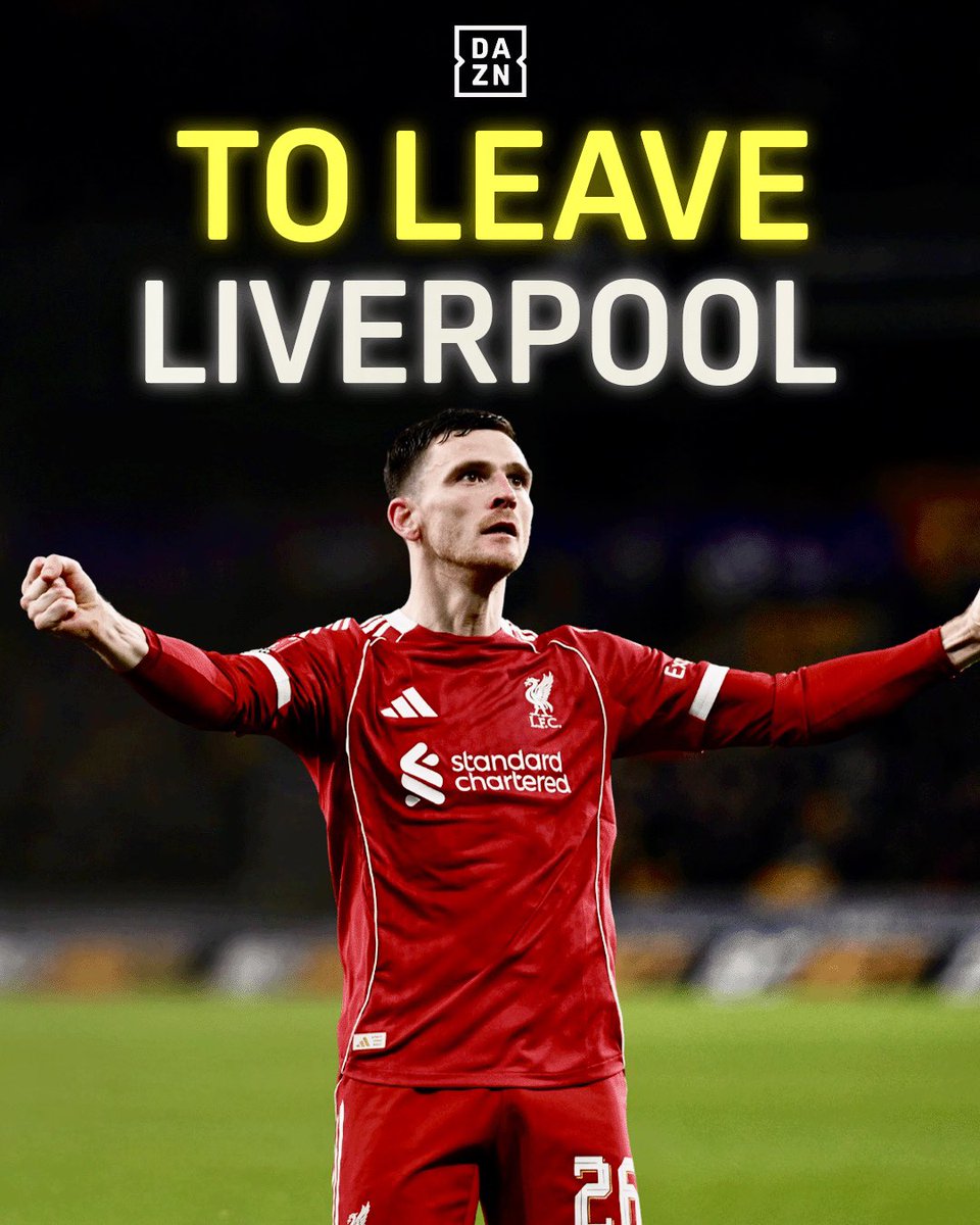 DAZNFootball's tweet image. 🚨 Liverpool have confirmed that Andy Robertson will leave the club at the end of the season 🔴⚽️

#Liverpool