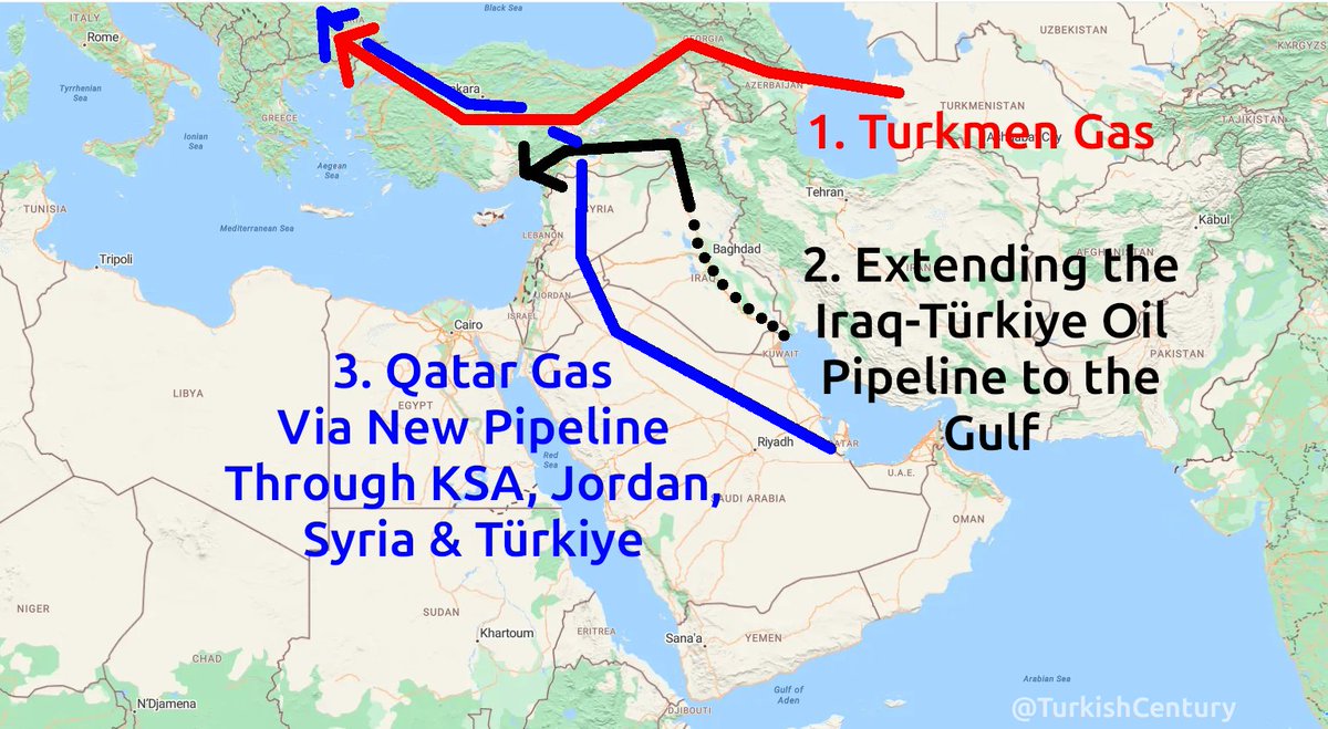 TurkishCentury's tweet image. HORMUZ CLOSED? ― NO PROBLEM!

Türkiye offers the world many #oilandgas alternatives to an unreliable, strictly Iran-controlled #Strait of #Hormuz:

🟥 1. Massive amounts of #NaturalGas can be supplied by Turkmenistan via a new pipeline or #LNG ships through the #CaspianSea to