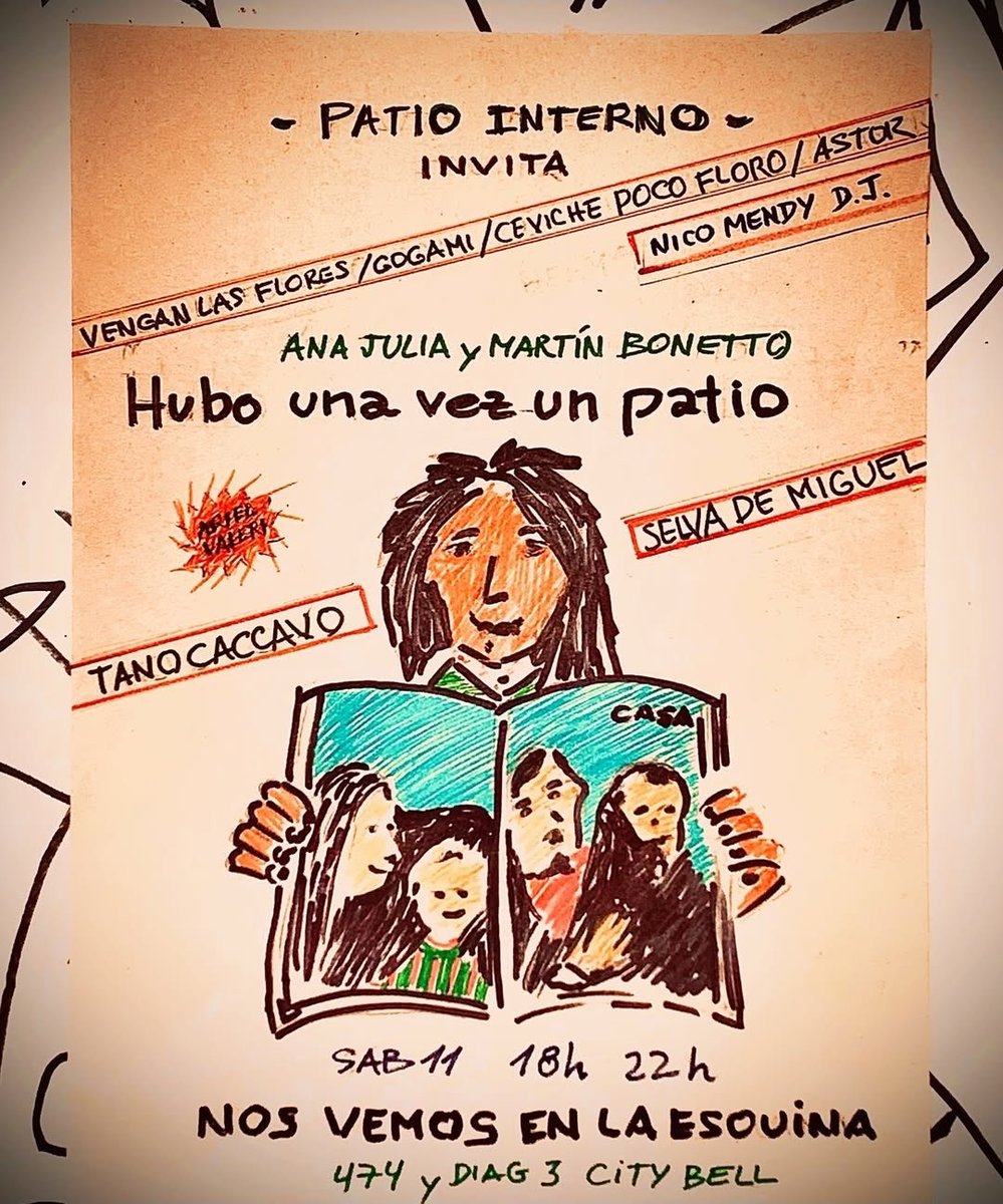 lutitravelguide's tweet photo. 13) El sábado además hay plan en City Bell. La librería Patio Interno invita a la presentación del libro Hubo una vez un patio de Ana Julia y Martín Bonetto sobre sus padres desaparecidos por la dictadura. Hay música en vivo y comida rica con Poco Floro. 

⏰ 18hs
📍474 y Diag 3 https://t.co/K8zC1eduUo