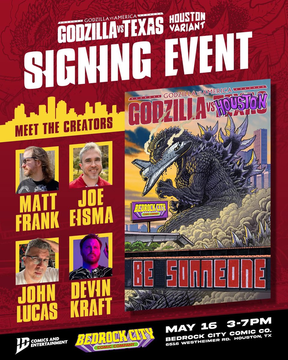 Saturday May 16th at @BedrockCity - GODZILLA VS TEXAS SIGNING