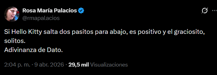 Para los bloqueados: Mensaje criptico de RMP

(Mi intento de) traducción:

Keiko esta bajando (!?), van a segunda vuelta Ricardo Belmon y Carlos Alvarez

Hay que ver